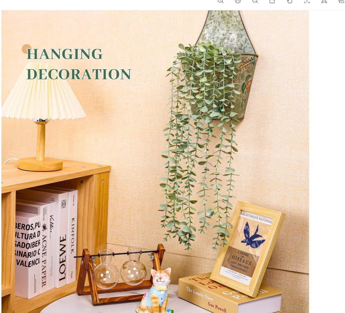Der Rose 1Pcs Fake Plants Hanging Artificial Potted Faux Eucalyptus Plants for Modern Boho Farmhouse Bathroom Office Desk Wall Book Shelf Living Room Aesthetic Decor Indoor