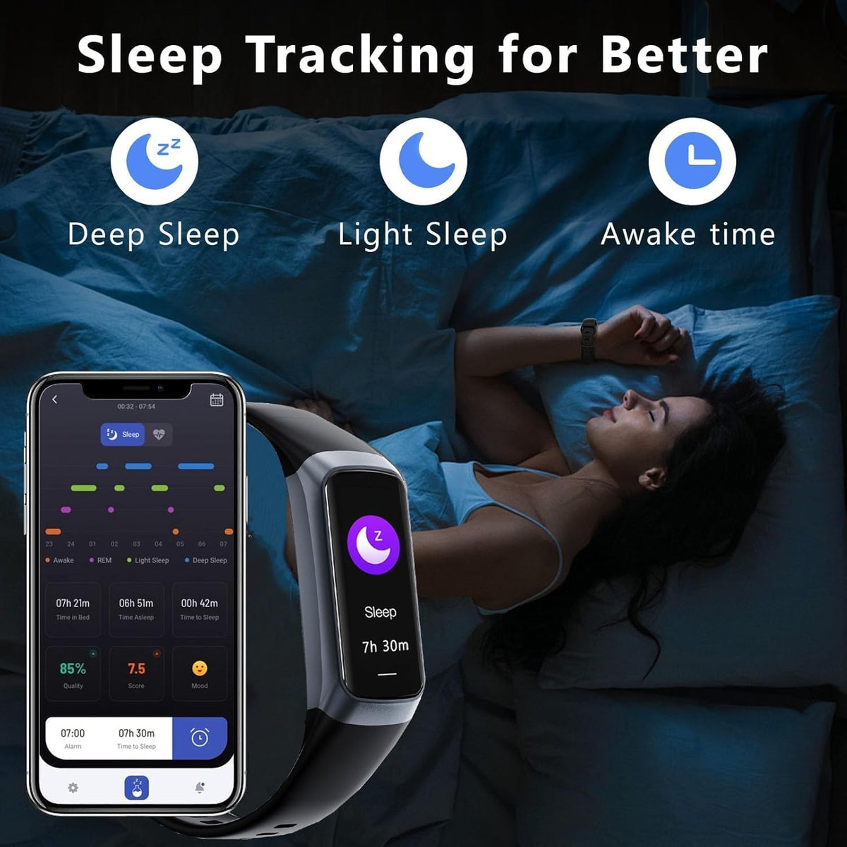 Fitness Tracker Smart Watch – Heart Rate, Blood Oxygen, Sleep Monitor, 20+ Sports Modes, Activity & Step Tracker for Android/iOS