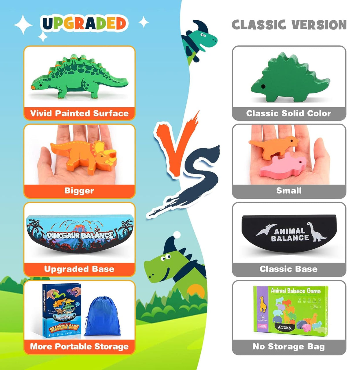 Dinosaur Toys for Kids 3-5: Wooden Stacking Montessori Toys for 3 4 5 6 7 8 Year Old Boys Girls Birthday Gifts for Kid Ages 4-8 Balance Competition Game for Family Stocking Stuffers