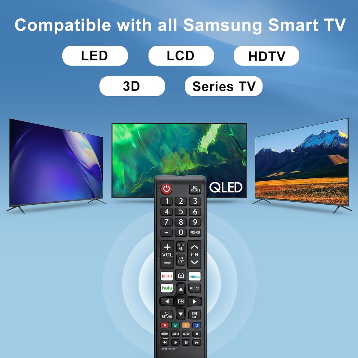 Universal Replacement Remote for Samsung TV, Pack of 2 Compatible with Samsung Smart LED LCD HDTV