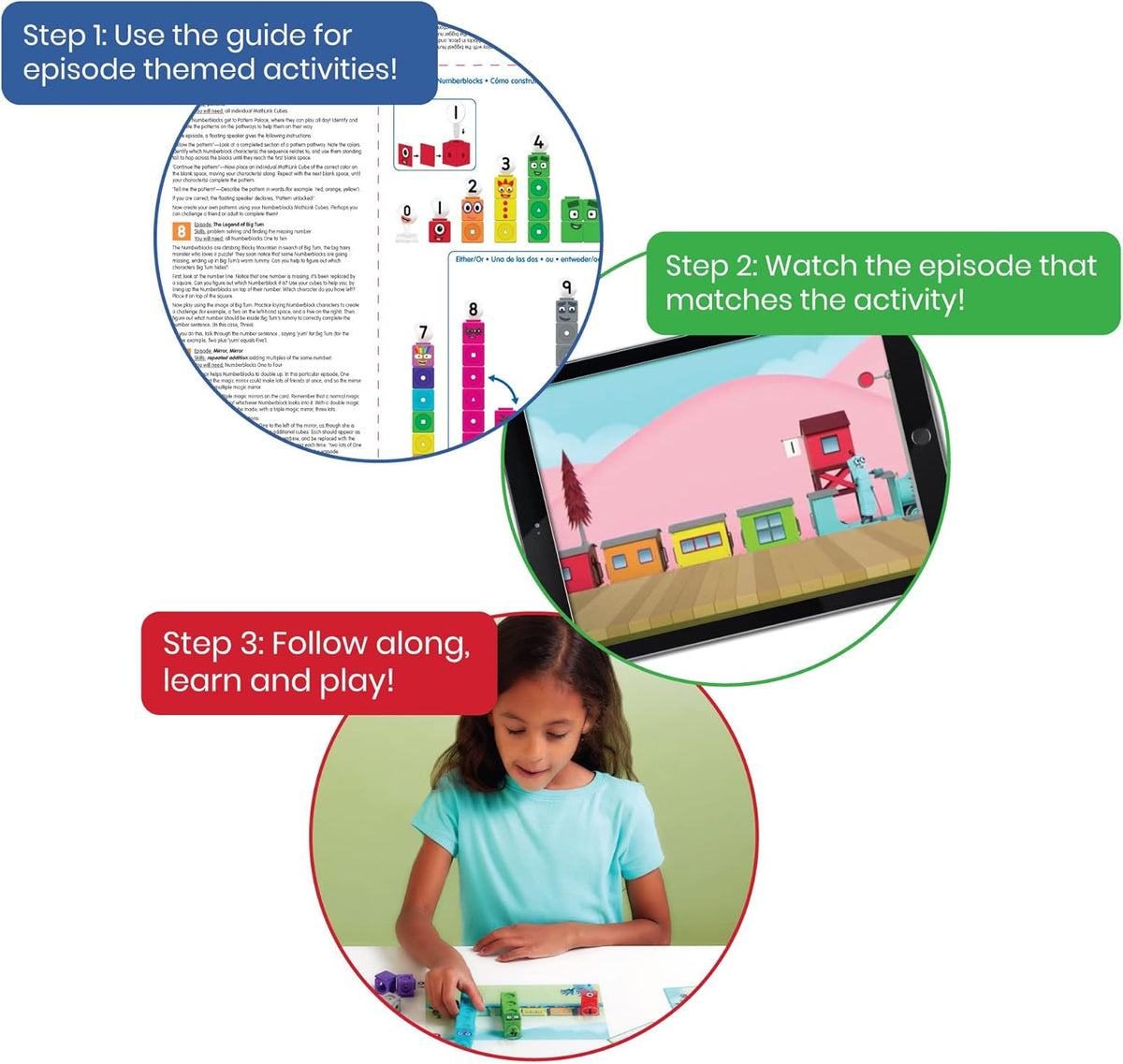 hand2mind MathLink Cubes Numberblocks 1-10 Activity Set, 30 Preschool Learning Activities, Counting Blocks, Linking Cubes, Educational Toys for Kids, Number Games, Math Manipulatives Kindergarten