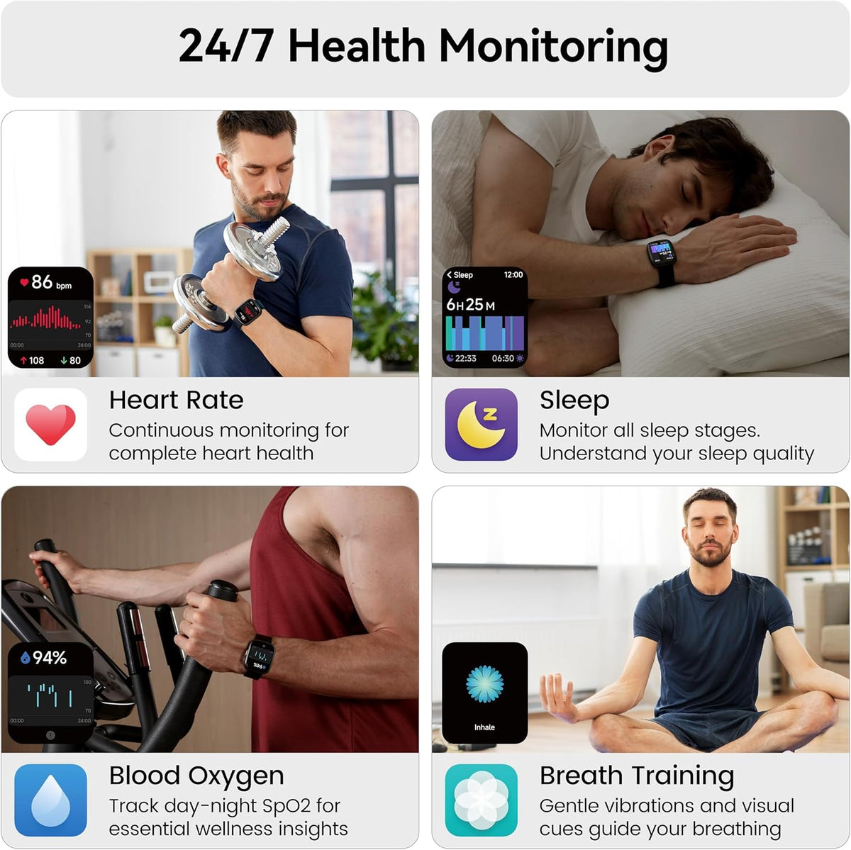Smart Watch with Alexa Built-in, 1.83" HD Touchscreen Fitness Tracker with Bluetooth Calling, Fitness Watch with Heart Rate/Sleep Monitor, 120+ Sports Modes, IP68 Waterproof Smartwatch for Android iOS