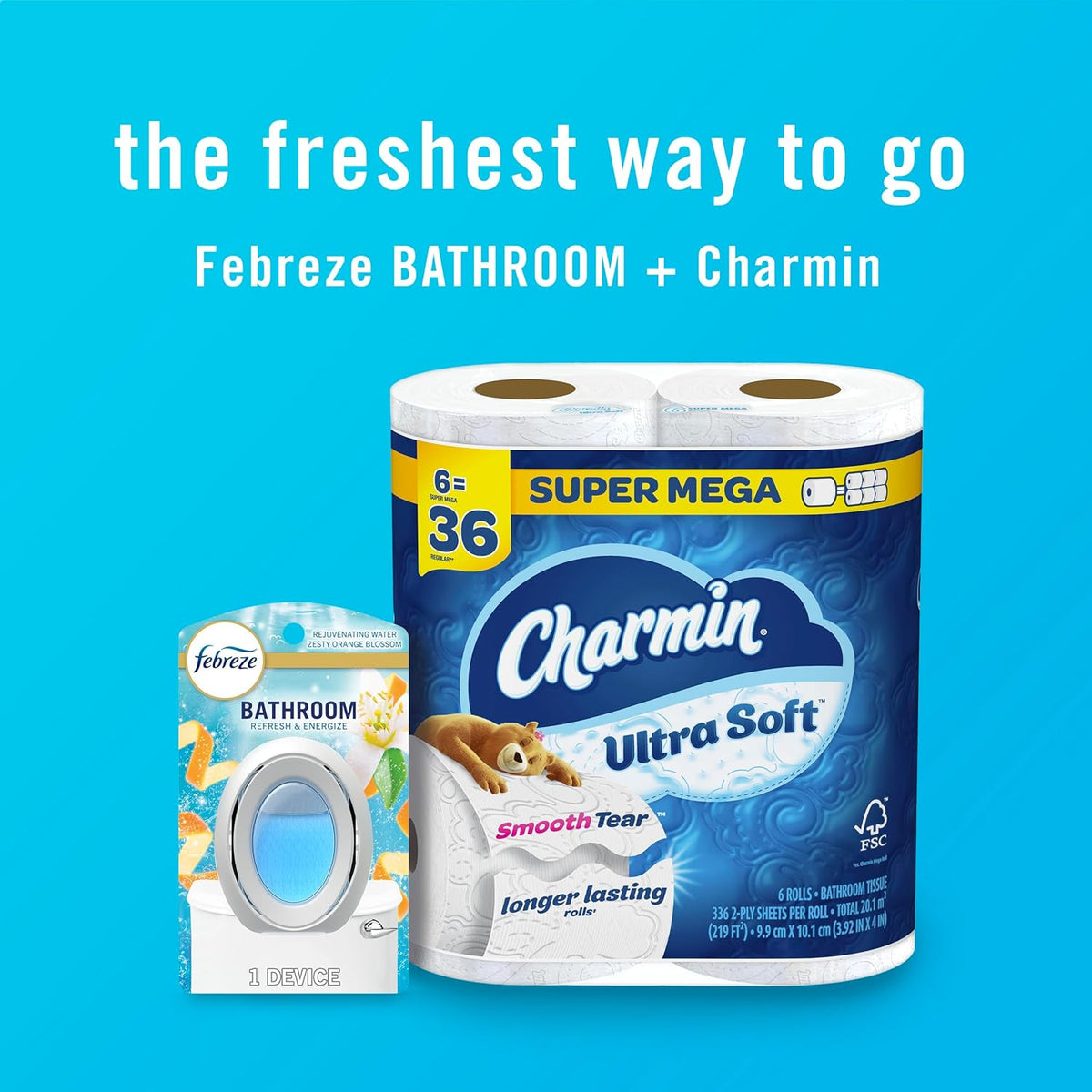 Febreze Bathroom Air Freshener, Odor-Fighting, Plug In Alternative, Air Fresheners for Home and Bathroom and Kitchen, Closet Air Fresheners, Refresh & Energize Scent, 4 Count