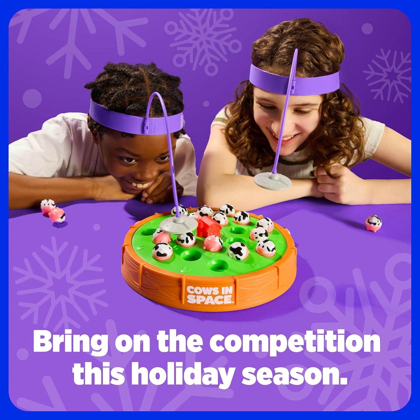 Cows In Space By Relatable, The Kid-Friendly Extraterrestrial Game, Fun Games And 2 Player Games, Great For Space Games, Includes 2 UFO Headbands, 1 Electronic Spinning Base, 21 Cows, and Instructions