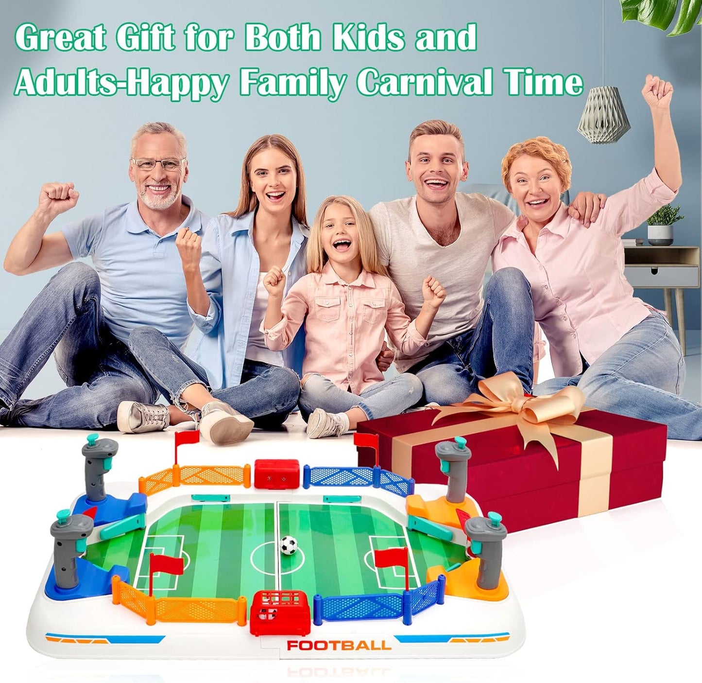 COUOMOXA Soccer Board Game for Kids: Mini Foosball Table Game - Interaction Soccer Toys for 3 4 5 6 7 8-12 Year Old Indoor Family Playroom Party - Perfect Birthday Sports Gift for Boys Girls