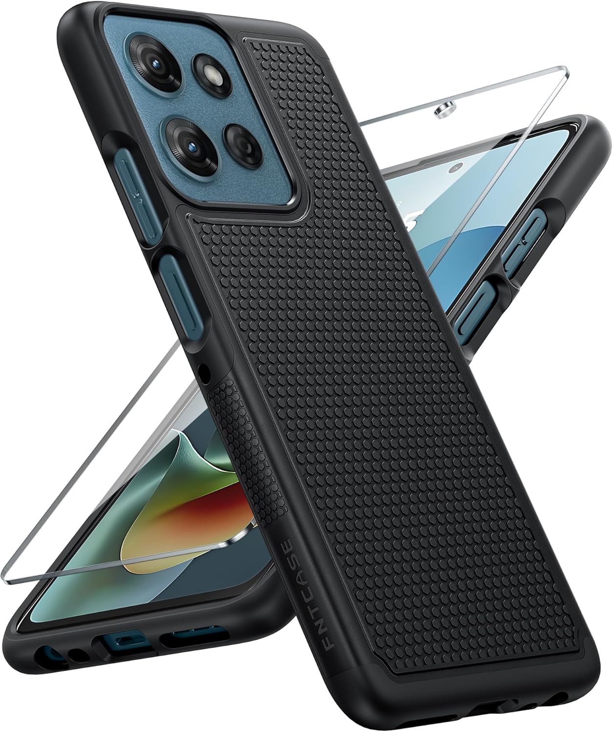 FNTCASE for Moto G 2026/2025 Case: Moto G Play 2026/Moto G Power 2025 Case Dual Layer Military Protective Heavy Duty Cell Phone Cover with Screen Protector Shockproof Rugged Non Slip Textured (Black)