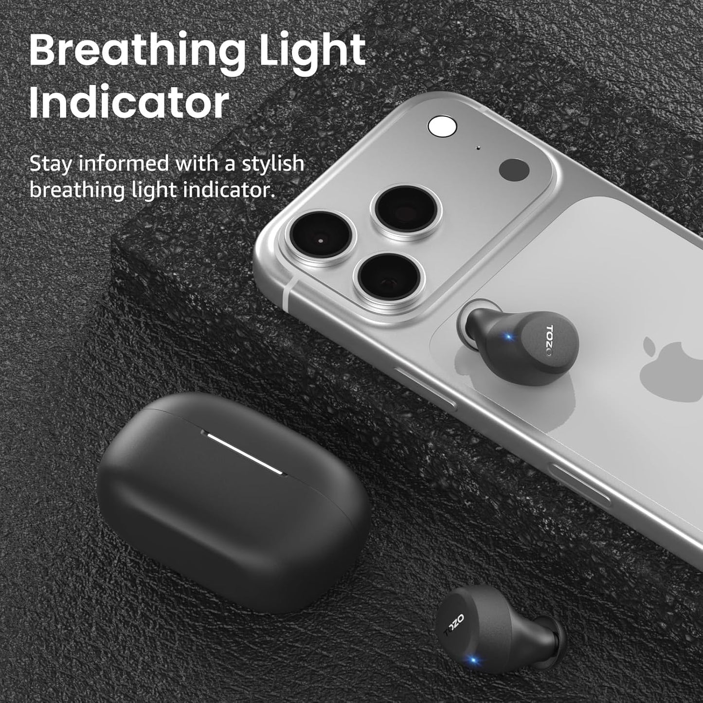 TOZO A1 Wireless Earbuds Bluetooth 5.3 Light Weight in Ear IPX5 Waterproof Headphones 2 Mic for AI Calls, Immersive Premium Sound Bass Headset with Charging Case, 32 Presets EQ Customization via App