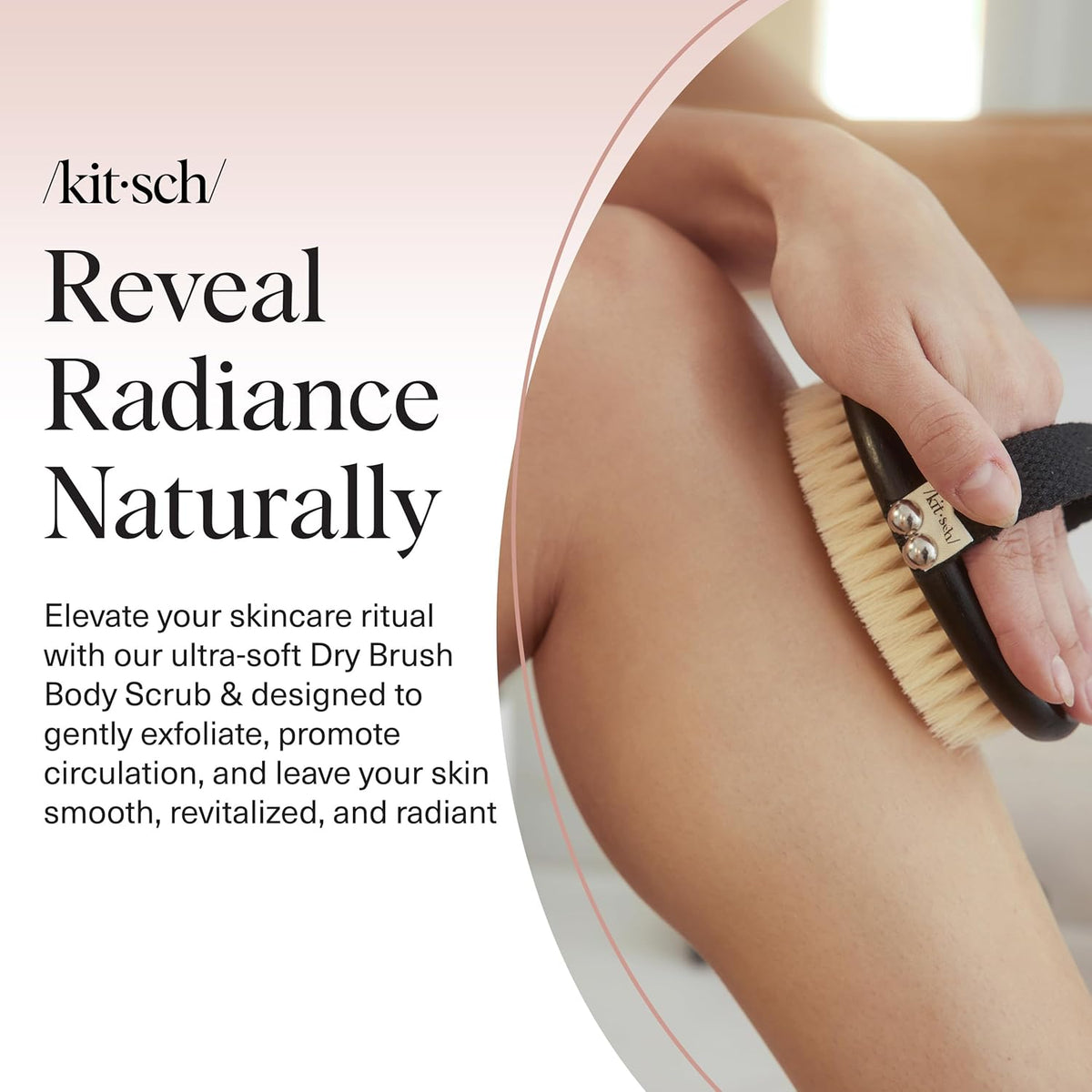 Kitsch Dry Brushing Body Brush for Lymphatic Drainage- Soft Bristles - Reduces Cellulites, Removes Dry Skin and Improves Blood Circulation, Body Exfoliator Scrubber for Glowing Skin, Sauna Accessories