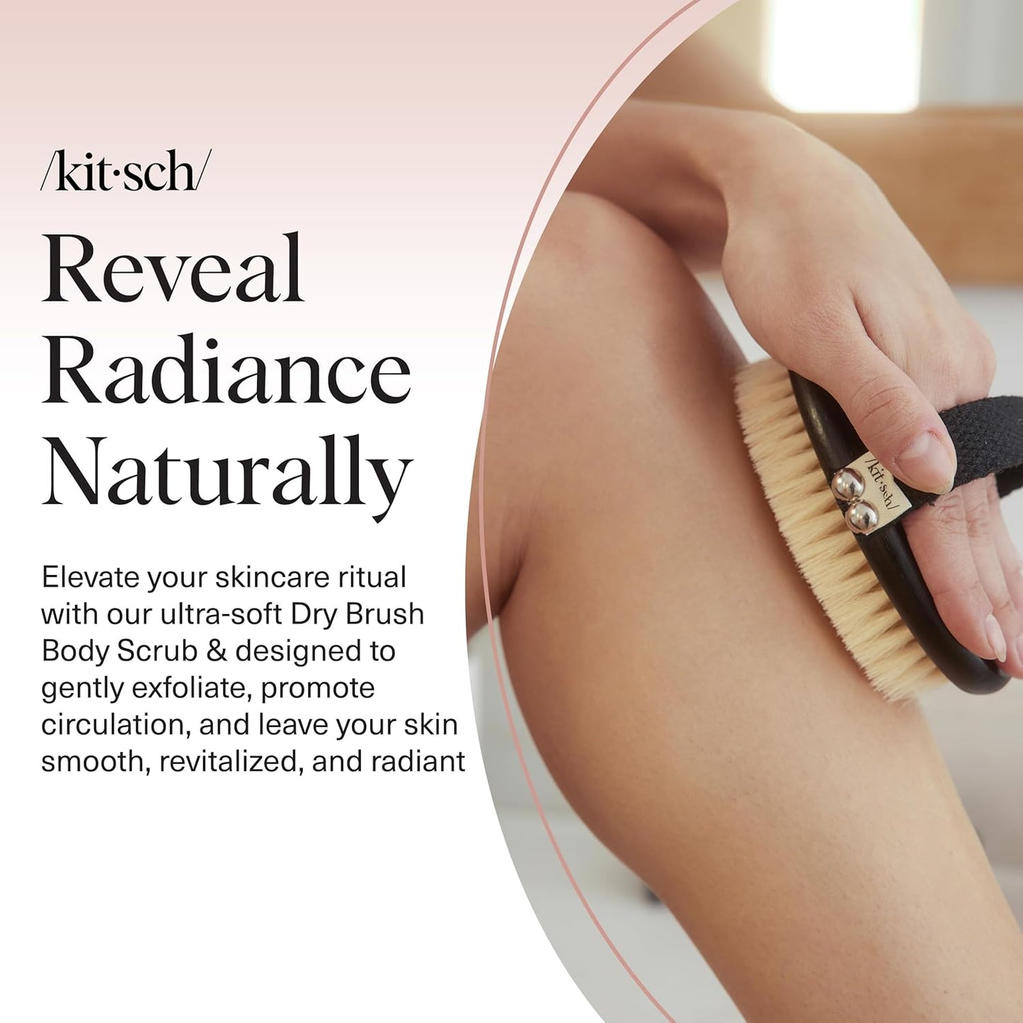 Kitsch Dry Brushing Body Brush for Lymphatic Drainage- Soft Bristles - Reduces Cellulites, Removes Dry Skin and Improves Blood Circulation, Body Exfoliator Scrubber for Glowing Skin, Sauna Accessories