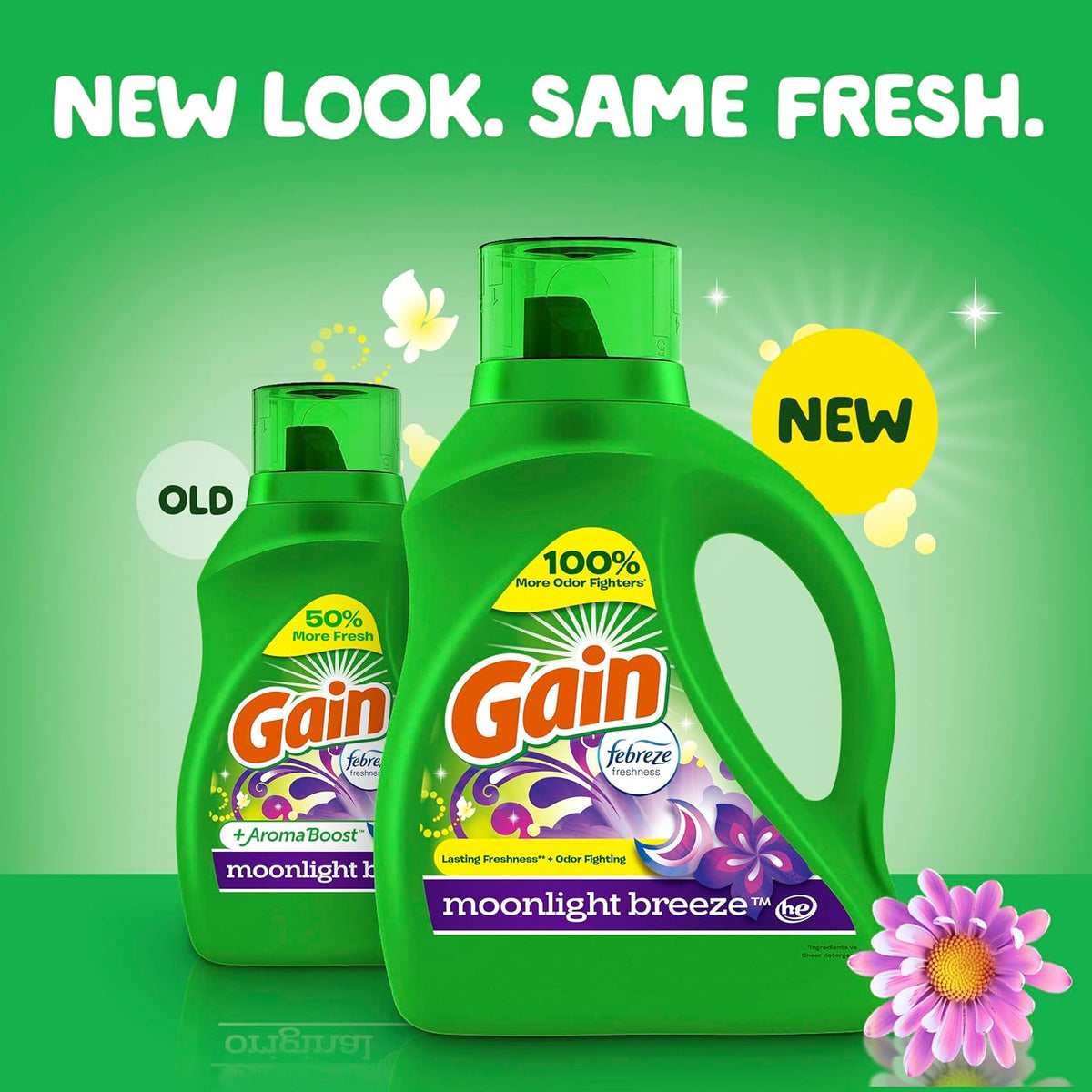 Gain + Aroma Boost Liquid Laundry Detergent, Moonlight Breeze Scent, 107 Loads, 154 Fl Oz, HE Compatible with Febreze and Oxi (125)