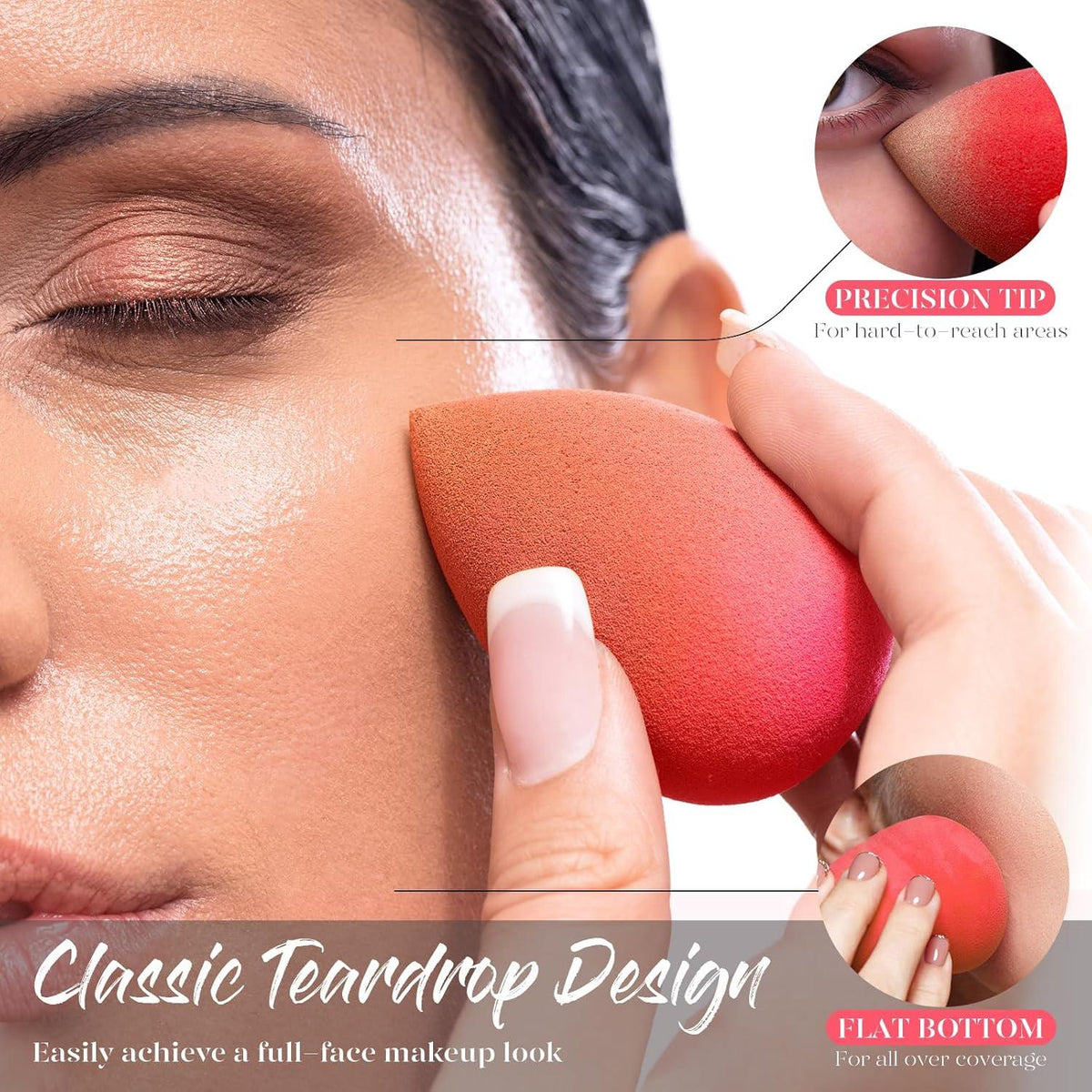 5 Pcs Latex-Free Makeup Sponge Set for Blending Foundation, Liquid, Cream & Powder - Cart Shape
