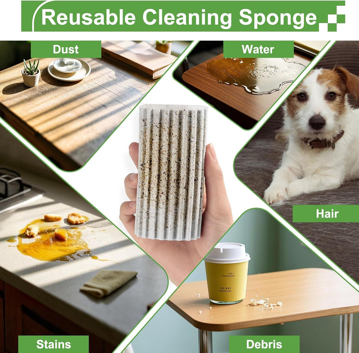 4-Pack Damp Clean Duster Sponge, Sponge Cleaning Brush, Duster for Cleaning Blinds, Glass, Baseboards, Vents, Railings, Mirrors,Window Track Grooves and Faucets(Gray)