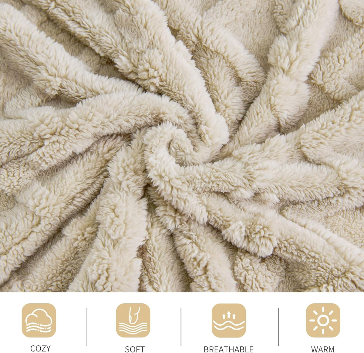 Aganear Fleece Throw Blanket - Cozy Soft Lightweight Fuzzy Throw Blanket for Women Portable Throw Blankets for Couch, Warm Present for Birthday, Christmas, Halloween, Housewarming(50"x60", Khaki)