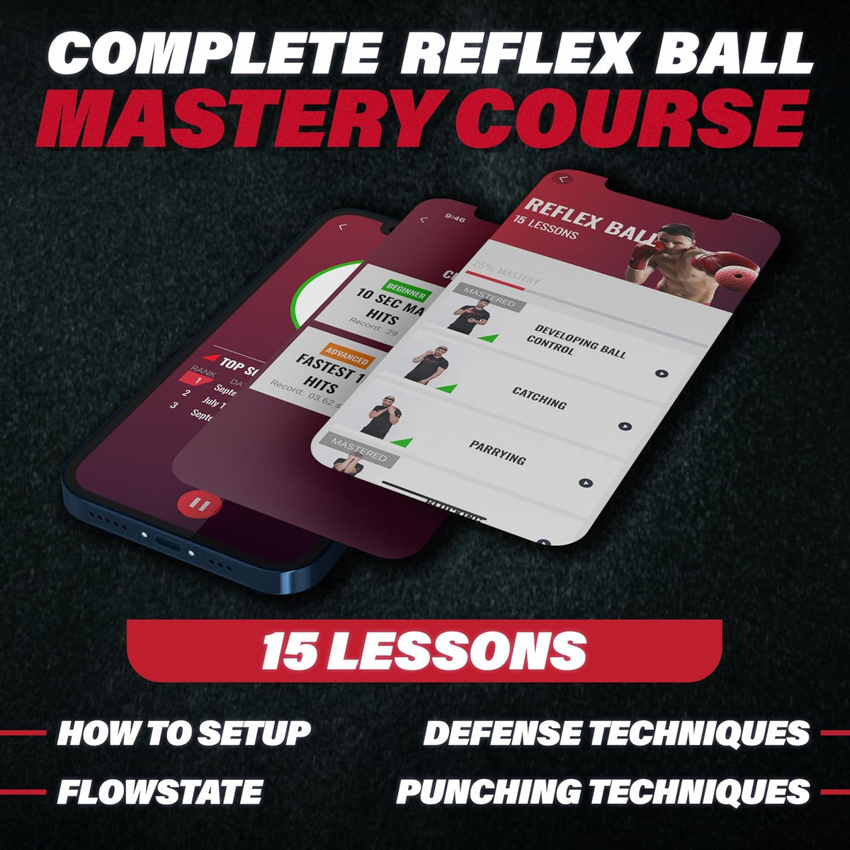 Champs MMA Boxing Reflex Ball Set with Punch Counter App | 4 Balls with Varying Weights, Headband & 4 Spare Strings to Improve Speed, Hand Eye Coordination Training | Boxing Equipment, MMA Gear Gift