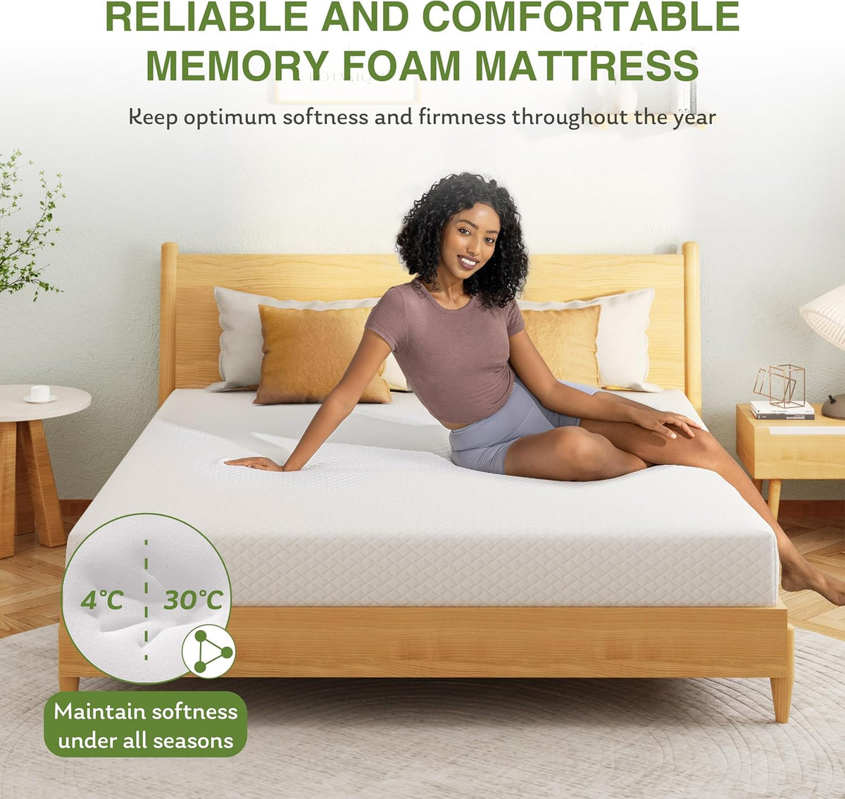 EGOHOME Full Size Memory Foam Mattress, 8 Inch Bed Mattress in A Box with Cooling Green Tea Gel, Pressure Relief with Medium Firm Support, CertiPUR-US Certified, 75''L x 54''W, 37.3 pounds White
