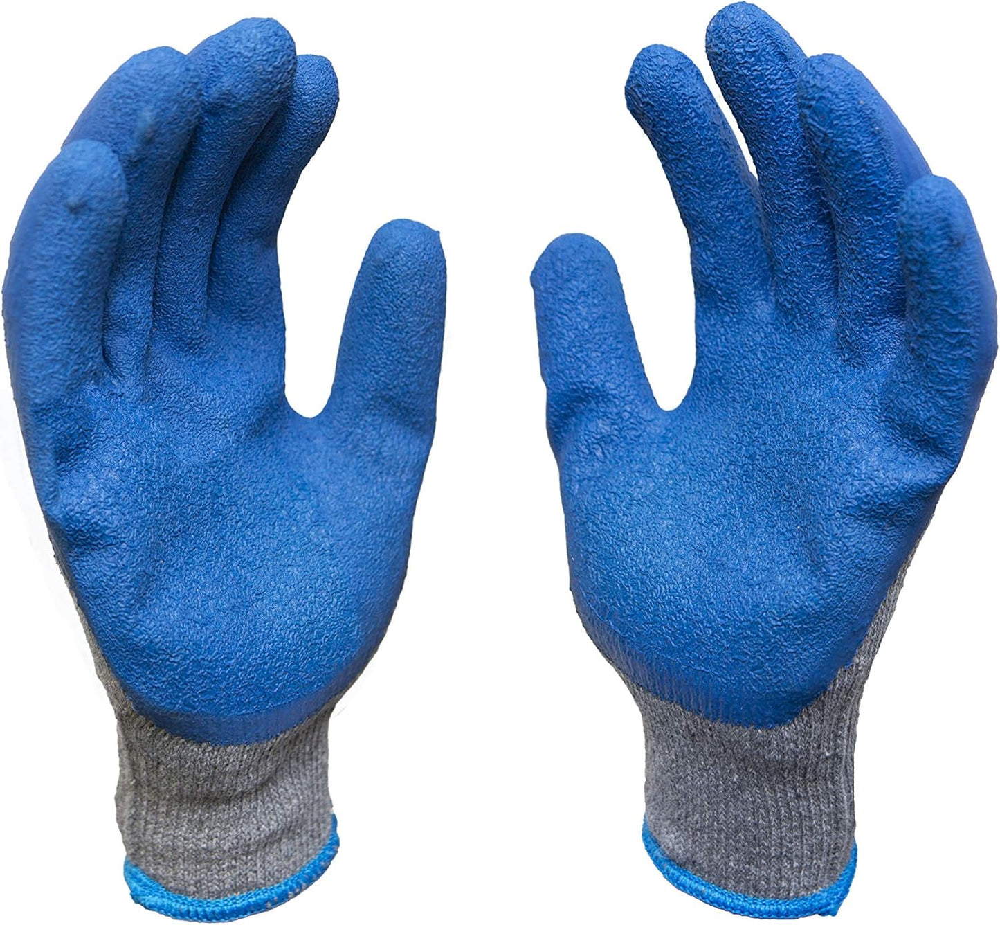 G & F Products - 3100L-DZ-Parent 12 Pairs Large Rubber Latex Double Coated Work Gloves for Construction, gardening gloves, heavy duty Cotton Blend Blue