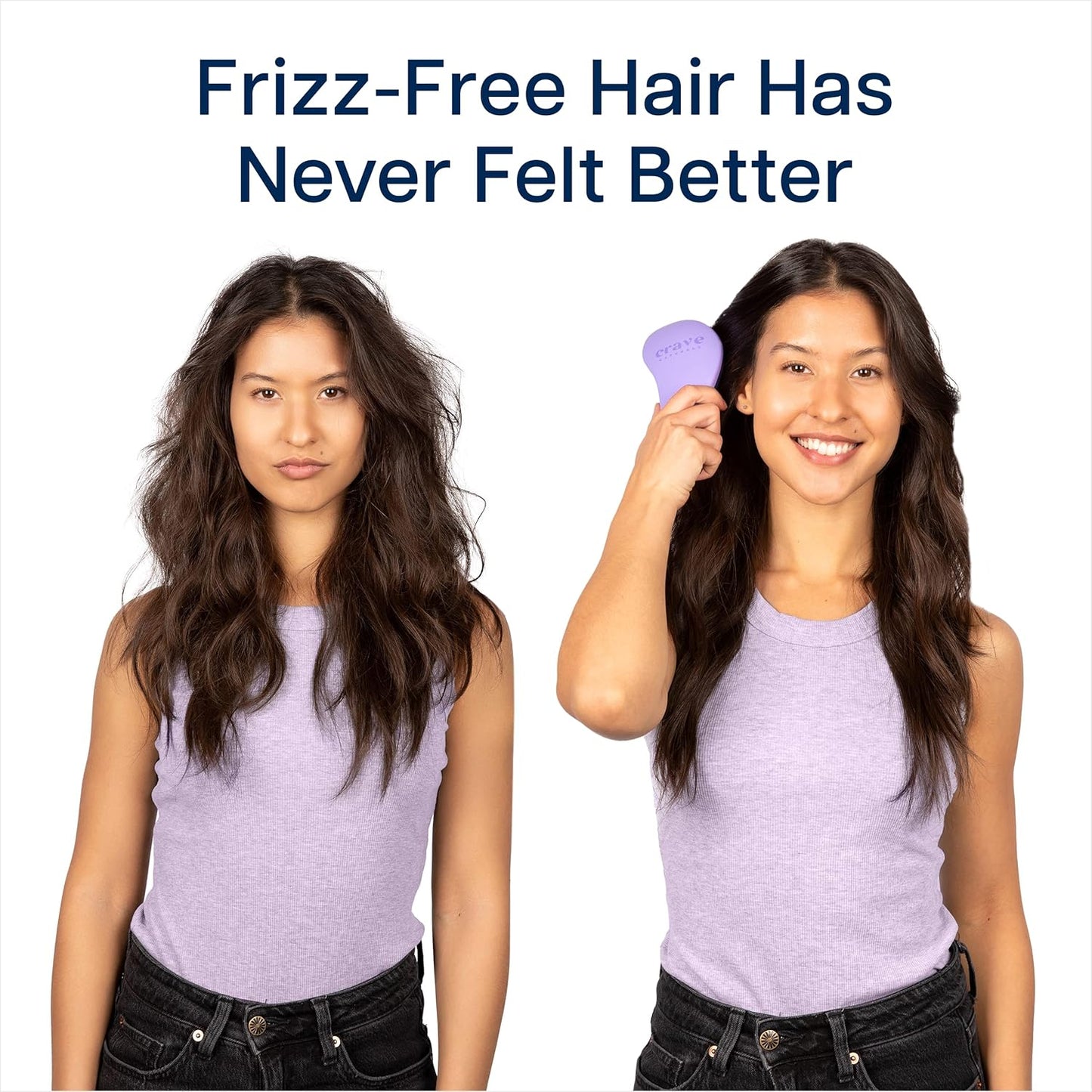 Crave Naturals Glide Thru Hair Brush - Detangler Brush for Curly, Straight, Wet or Dry Hair - Gentle Detangling Brushes for Adults, Kids, Toddlers - Hair Accessories for Women, 7.5x3 - Purple