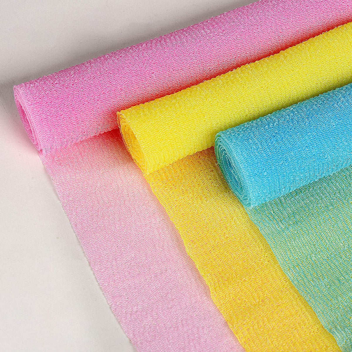 ARCH&M Exfoliating Washcloth Body Scrubber Back Scrubber for Shower Japanese Beauty Washcloth Bath Wash Cloth Korean Exfoliation Luffah Towel Net Sponge Loofah Body Scrub 3 Pack
