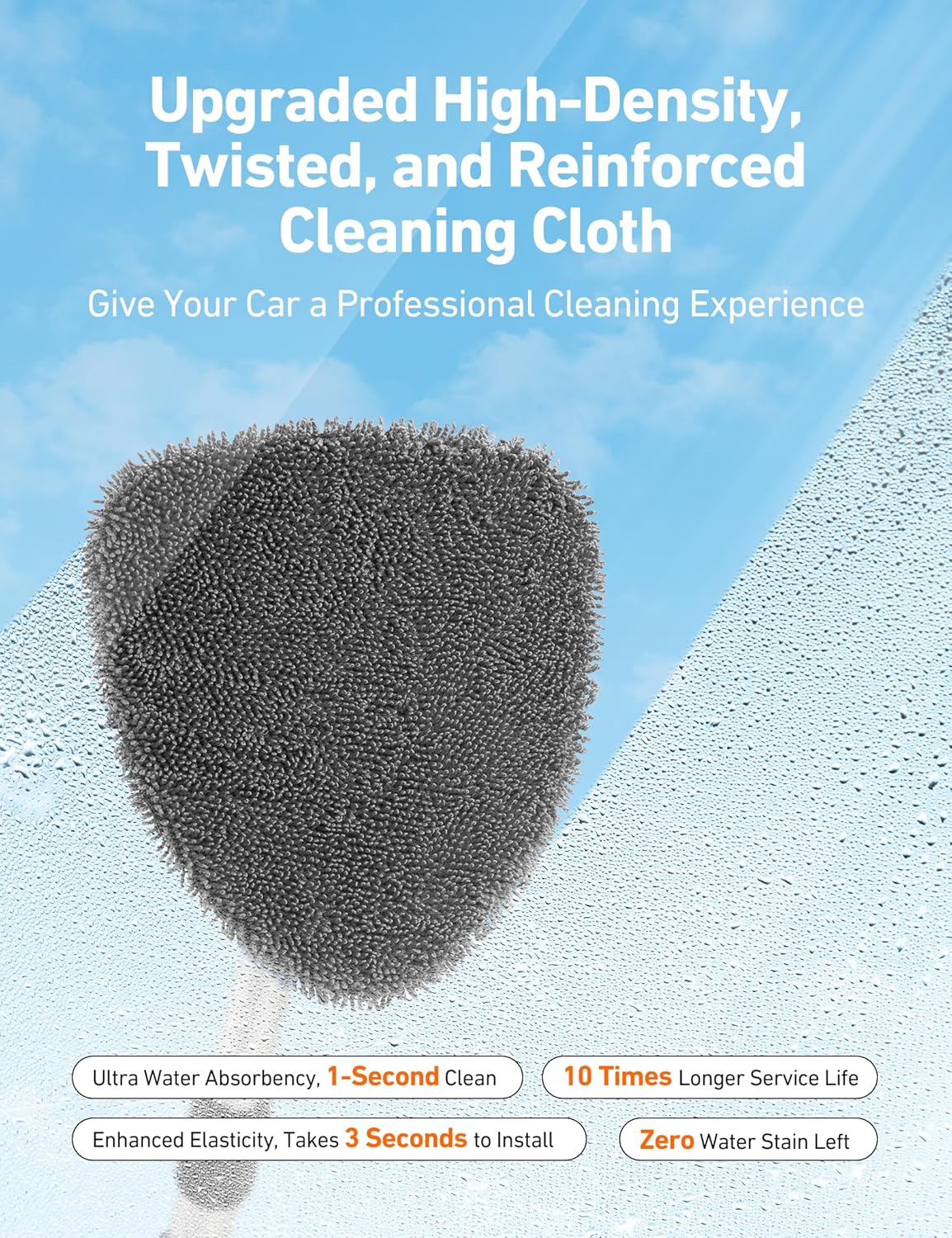 AstroAI Windshield Cleaner Tool, Car Interior Window Detailing Cleaning Kit with Extendable Handle and 4 Easy-to-Install Reusable Microfiber Pads, Auto Glass Wiper Brush Kit for Car&Home, Gray, 21in