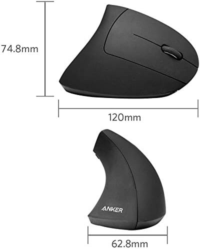 Anker 2.4G Wireless Vertical Ergonomic Optical Mouse for Work, Multi-Device Connectivity, 800/1200 /1600 DPI, 5 Buttons for Laptop, Desktop, PC, MacBook - Black