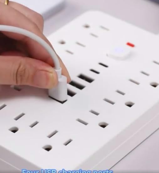 Versatile 17-in-1 Power Hub with Surge Protection - Includes 11 AC Outlets, 4 USB Ports & 2 Type-C