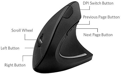 Anker 2.4G Wireless Vertical Ergonomic Optical Mouse for Work, Multi-Device Connectivity, 800/1200 /1600 DPI, 5 Buttons for Laptop, Desktop, PC, MacBook - Black