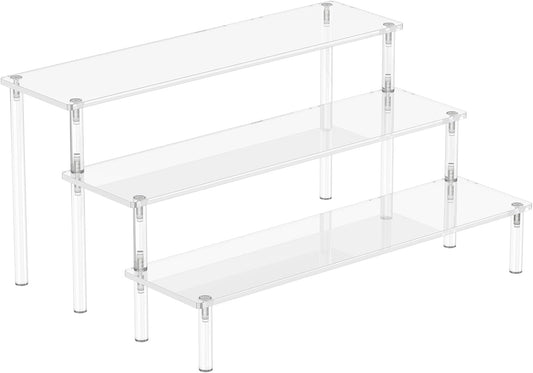 Acrylic Display Risers, 3 Tier Perfume Organizer Stand, Clear Cupcake Stand Holder, Large Shelf Risers for Figures, Dessert Shelves for Party, Display Shelf for Decoration and Organizer