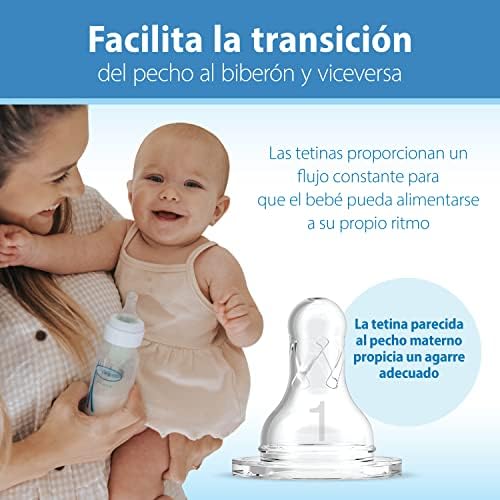 Dr. Brown's Natural Flow Anti-Colic Options+ Narrow Baby Bottle, 4 oz/120 mL, with Level 1 Slow Flow Nipple, 0m+, 4 Pack