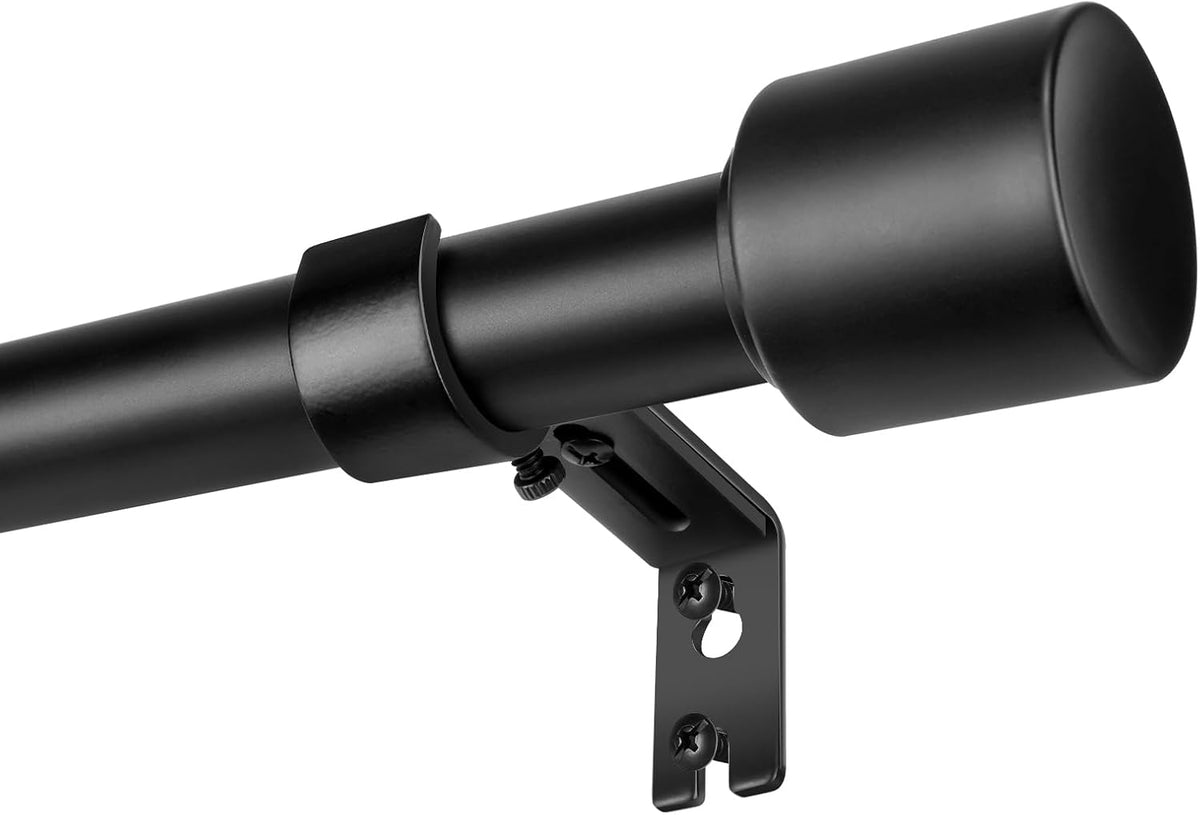 1” Diameter Curtain Rods Itself is 30 to144 inch 1 Pack Fit 30-142 inch, 66 to 120 inch Window with Heavy Duty Adjustable Rod Matte Black Curtain Splicing Metal Extra Long Curtain Rod for Windows