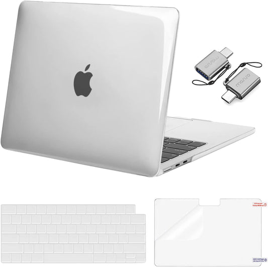 MOSISO Compatible with MacBook Air 13 inch Case 2026 2025 2024 2023 2022 M4 A3240 M3 A3113 M2 A2681,Plastic Hard Shell&Keyboard Cover&ScreenFilm&Type C for MacBook Air 13.6 inch Case, Crystal Clear