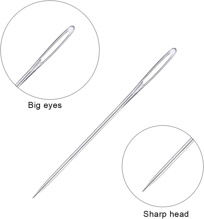 23 PCS Large Eye Sewing Needles, 2.36in Sewing Sharp Needles, Leather Embroidery Thread Needle, Stainless Steel Yarn Knitting Needle with a 3.3in Plastic Bottle