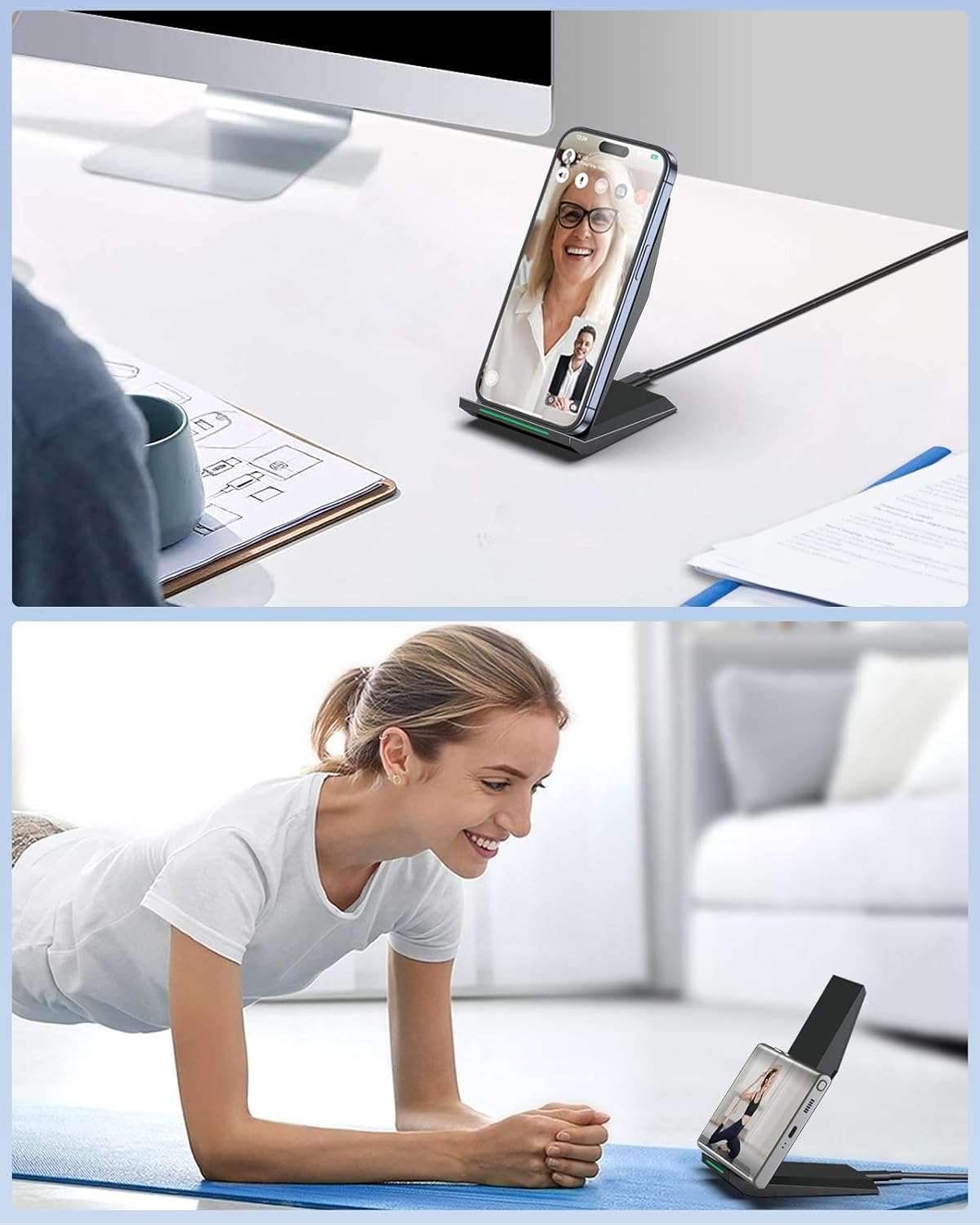 Fast Wireless Charger, NANAMI Qi Certified Wireless Charging Stand Compatible iPhone 17/17 Air/16/15/15 Pro/15 Plus/15 Pro Max/14/13/12, for Samsung Galaxy S25/S24/S23/S22/S21 and Qi-Enabled Phone