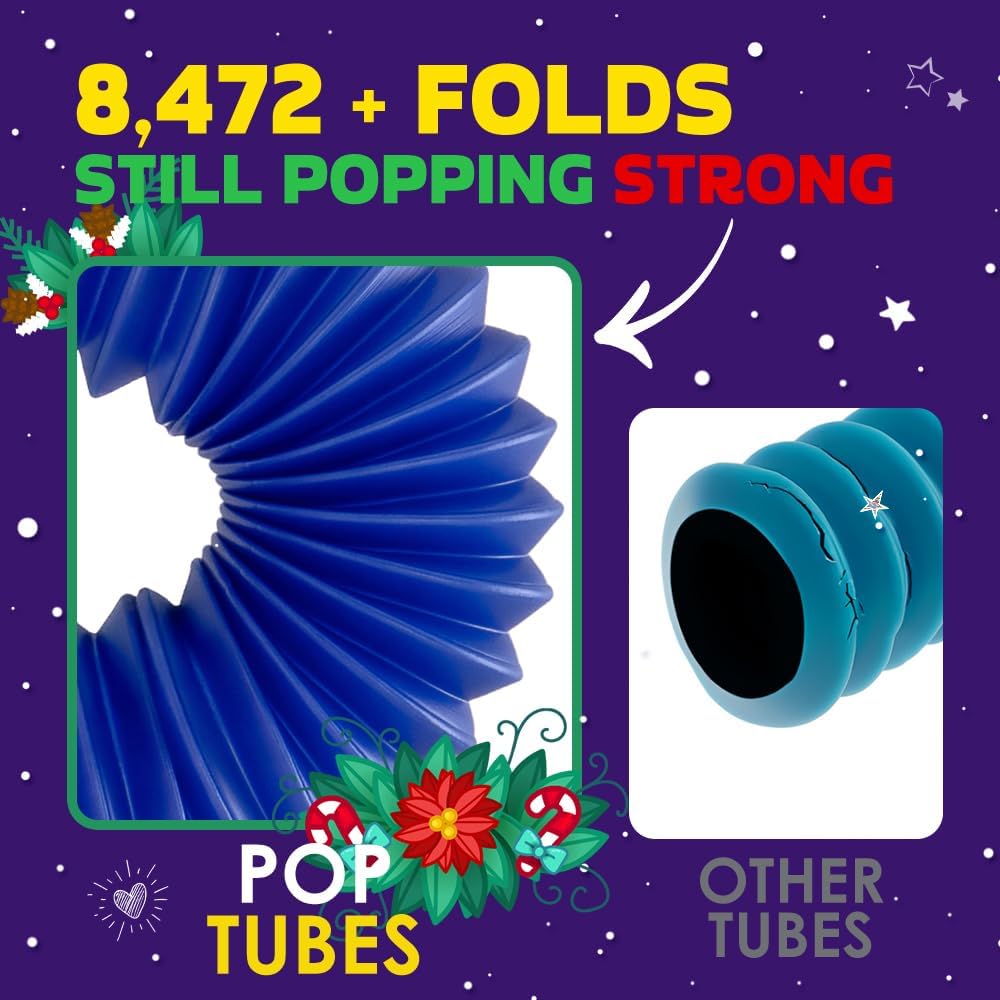 Nutty Toys Pop Tubes - Large 8-Pack Sensory Toys - Creative STEM Learning for Kids & Toddlers - Connect & Pop! Top ADHD Autism Fidget 2026, Best Boy & Girl Valentines Day and Easter Basket Gifts Idea