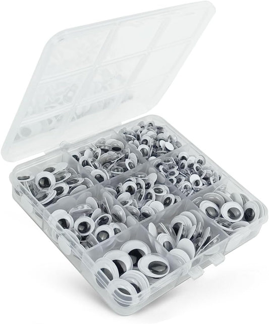 520 Pcs Wiggle Googly Eyes with Self-Adhesive, 6mm 8mm 10 mm 12mm 15mm Mixed Packaging (Black and White)