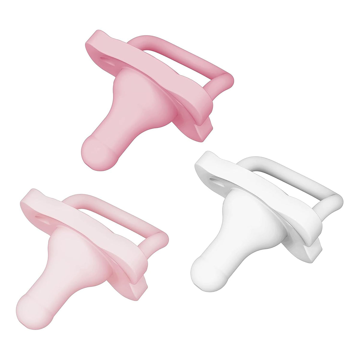 Dr. Brown's HappyPaci 100% Silicone Baby Pacifier, Contoured One-Piece Design, Light Pink/Pink/White, 0-6m, BPA-Free, 3-Pack