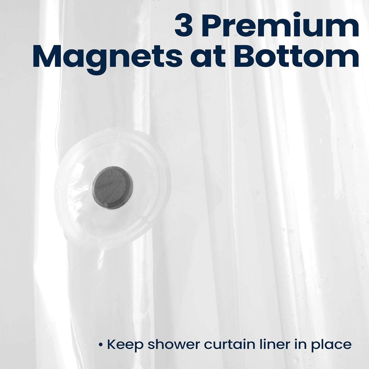 downluxe Clear Shower Curtain Liner, PEVA Lightweight Plastic Shower Liner with 3 Magnets, 72" x 72" Waterproof Bathroom Curtain