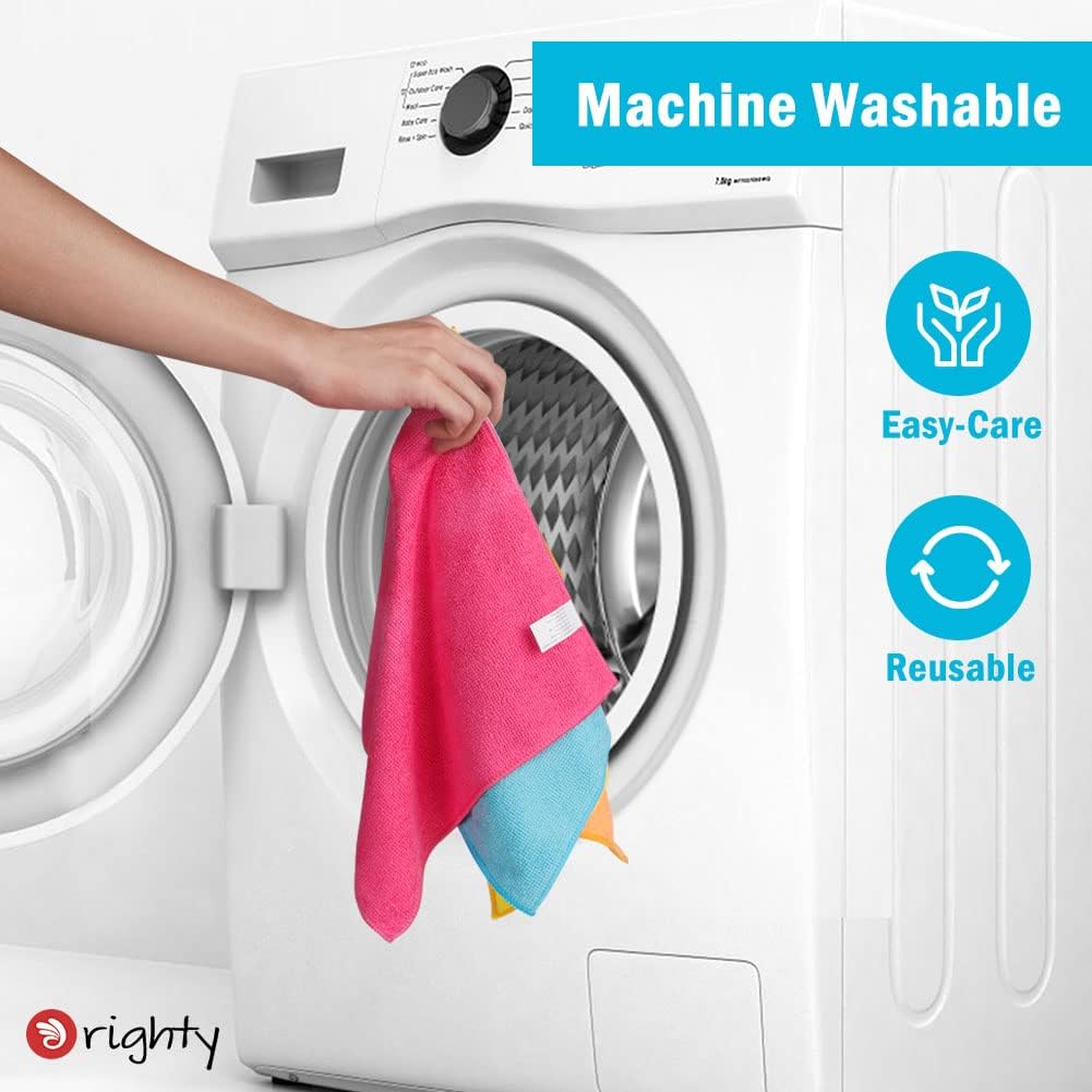 Orighty Microfiber Cleaning Cloth Pack of 12, Highly Absorbent Cleaning Supplies, Lint Free Cloths for Multiple-use, Powerful Dust Removal Clean Rags for House, Kitchen, Car Care(12x12 inch)