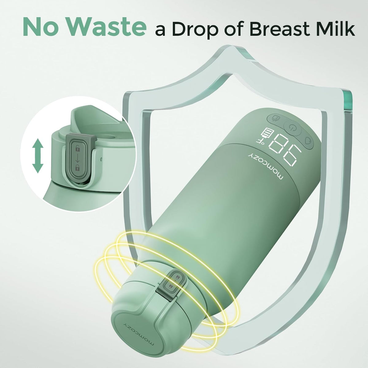 Momcozy Portable Bottle Warmer – Dual Heating for Breast Milk & Water, Fast & Wireless, 17oz Capacity, Travel-Ready