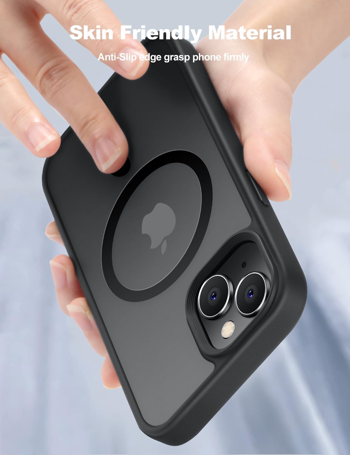 Tigowos Magnetic for iPhone 15 Case Drop Resistant Matte Skin Feeling Back Cover Shockproof Slim Fit for iPhone 15 Phone Case，Matte Black