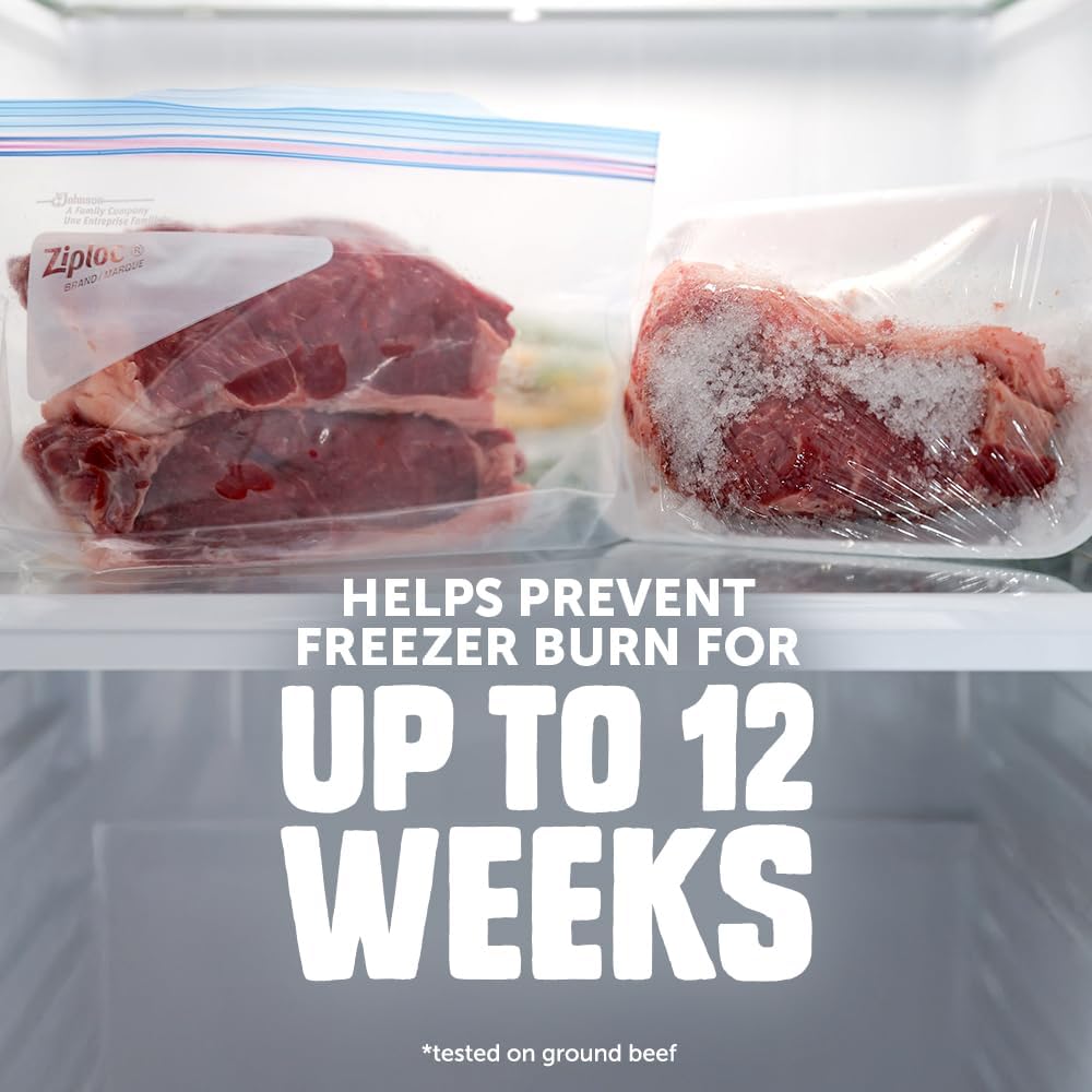 Ziploc Half Gallon Food Storage Freezer Bags, Easy Open and Close, 40 Bags Total