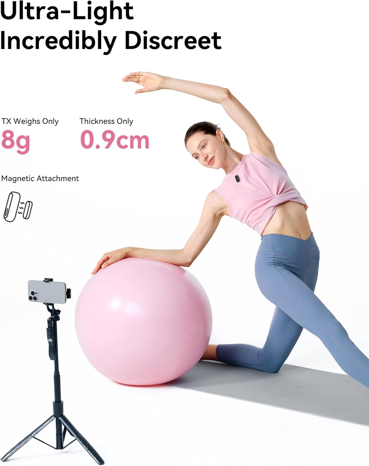 Hollyland Lark A1 Wireless Microphone for iPhone & Android, 48kHz/24-bit Studio Audio, 3-Level Noise Cancellation, 200m Range, Magnetic Mini Mic for Video Recording & Live Streaming (2TX + USB-C RX)