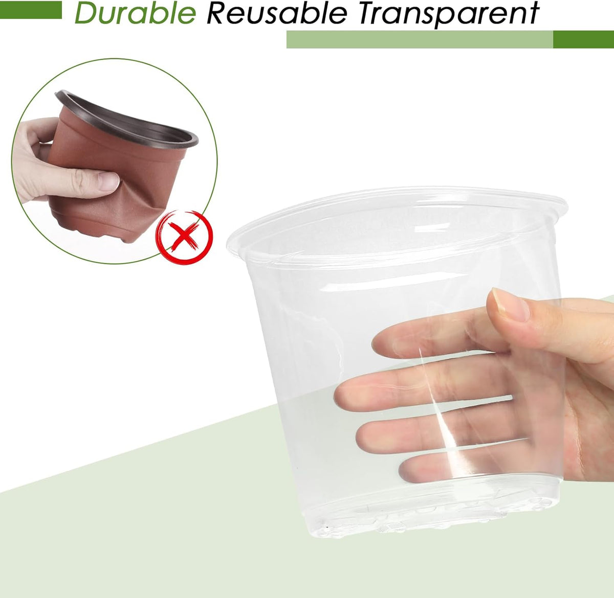 4/5/6/7 Inch Clear Nursery Pots for Plants with Sacuers 20 Pack, Plastic Flower Pots with Drainage Holes, Variety Pack Seedlings Garden Pot for Indoor Outdoor (4+5+6+7 inch)