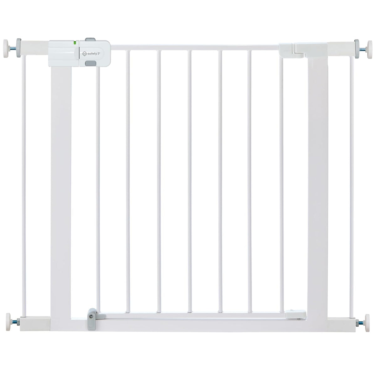 White metal baby gate on a white background