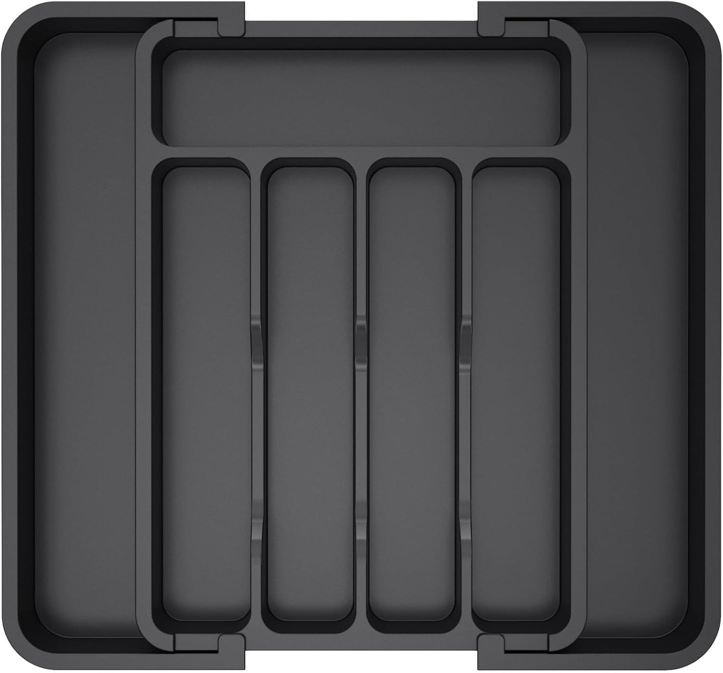 Lifewit Silverware Drawer Organizer, Expandable Utensil Tray for Kitchen, BPA Free Flatware and Cutlery Holder, Adjustable Plastic Storage for Spoons Forks Knives, 8.5-14 x 12", Black