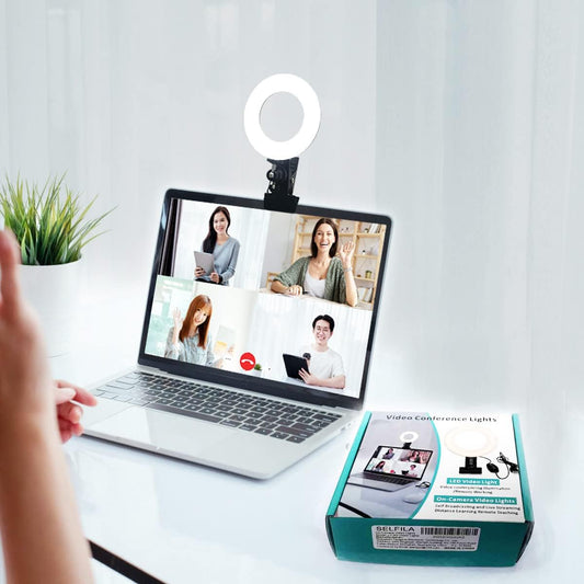 LED Ring Light Video Conference Lighting Kit, Dimmable 3200K–6500K Clip-On Light for Laptop, Phone & Monitor (Black)