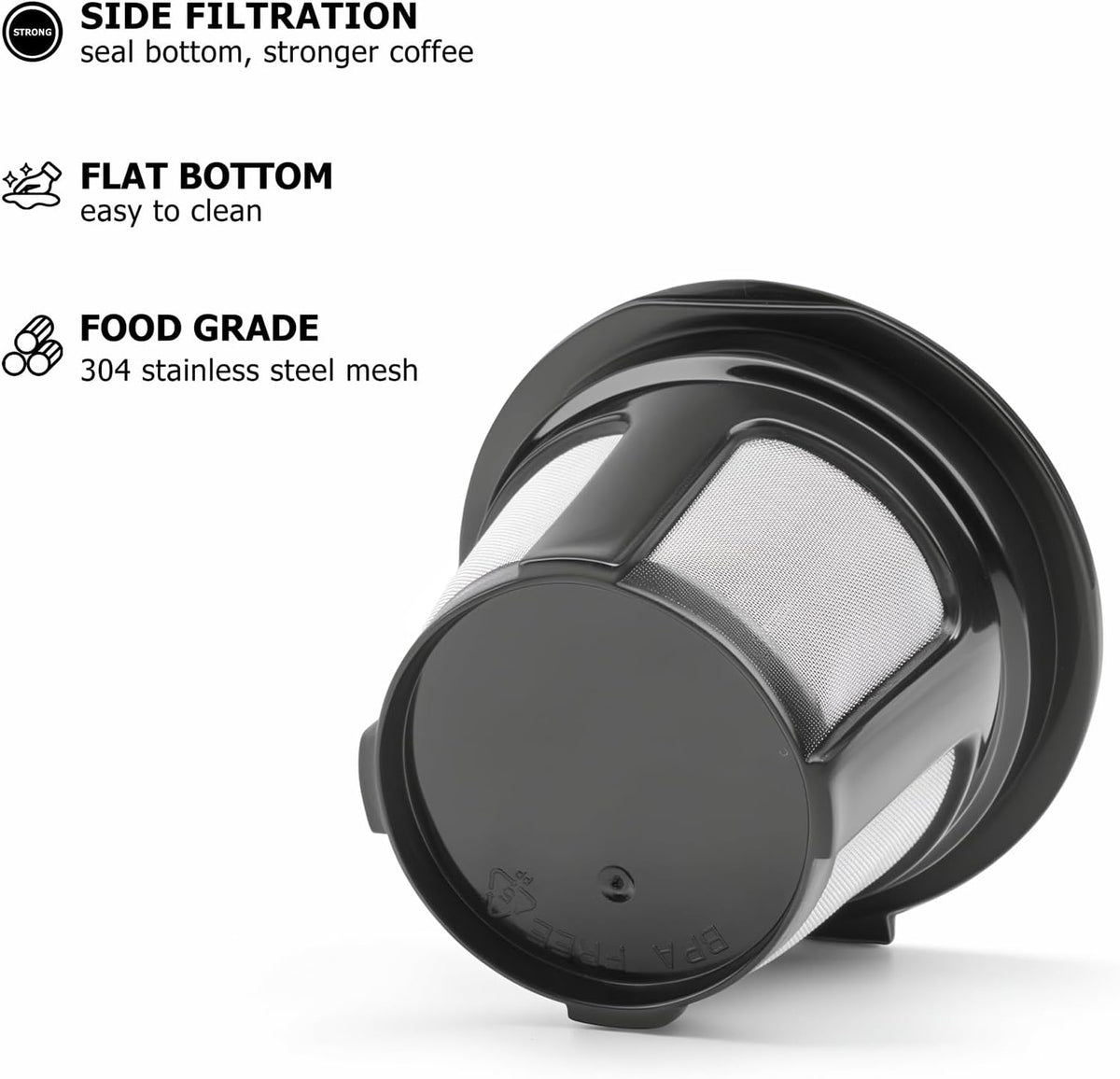 Reusable K Cups for Keurig K Elite, K Classic, K Compact, K Latte, K Duo and All 2.0 & 1.0 Coffee Makers, 2 Pack K Cup Coffee Filters - Black