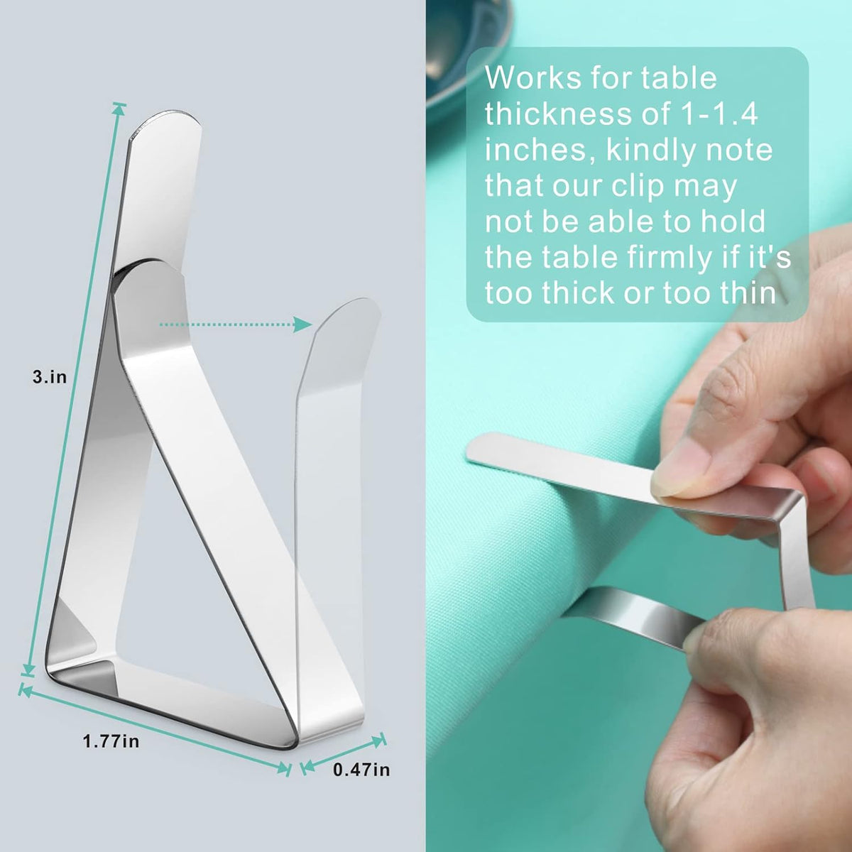 12 Pack Heavy Duty Stainless Steel Tablecloth Clips – Non-Slip Table Cover Clamps for Picnic, Wedding, Buffet, Party & Outdoor Dining – Fits Tables up to 1.4"