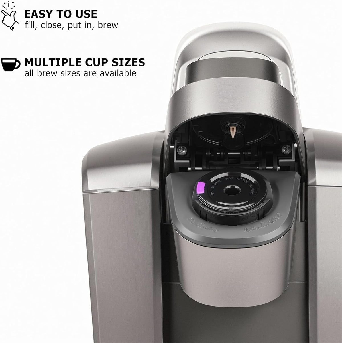 Reusable K Cups for Keurig K Elite, K Classic, K Compact, K Latte, K Duo and All 2.0 & 1.0 Coffee Makers, 2 Pack K Cup Coffee Filters - Black