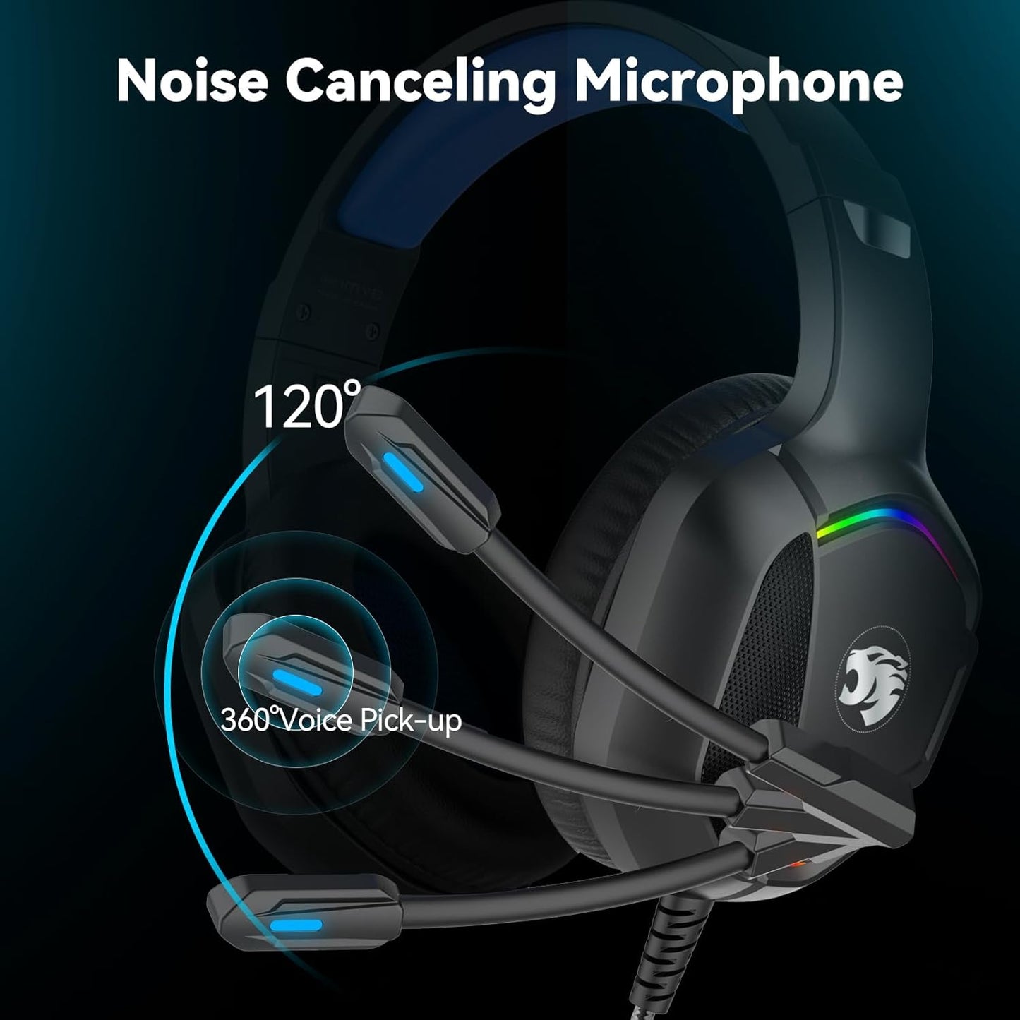 IMYB A36 Gaming Headset with Microphone for Pc, Xbox One Series X/s, Ps4, Ps5, Switch, Stereo Wired Noise Cancelling Over-Ear Headphones with Mic for Computer, Laptop, Mac, Nintendo, Gamer (Blue)