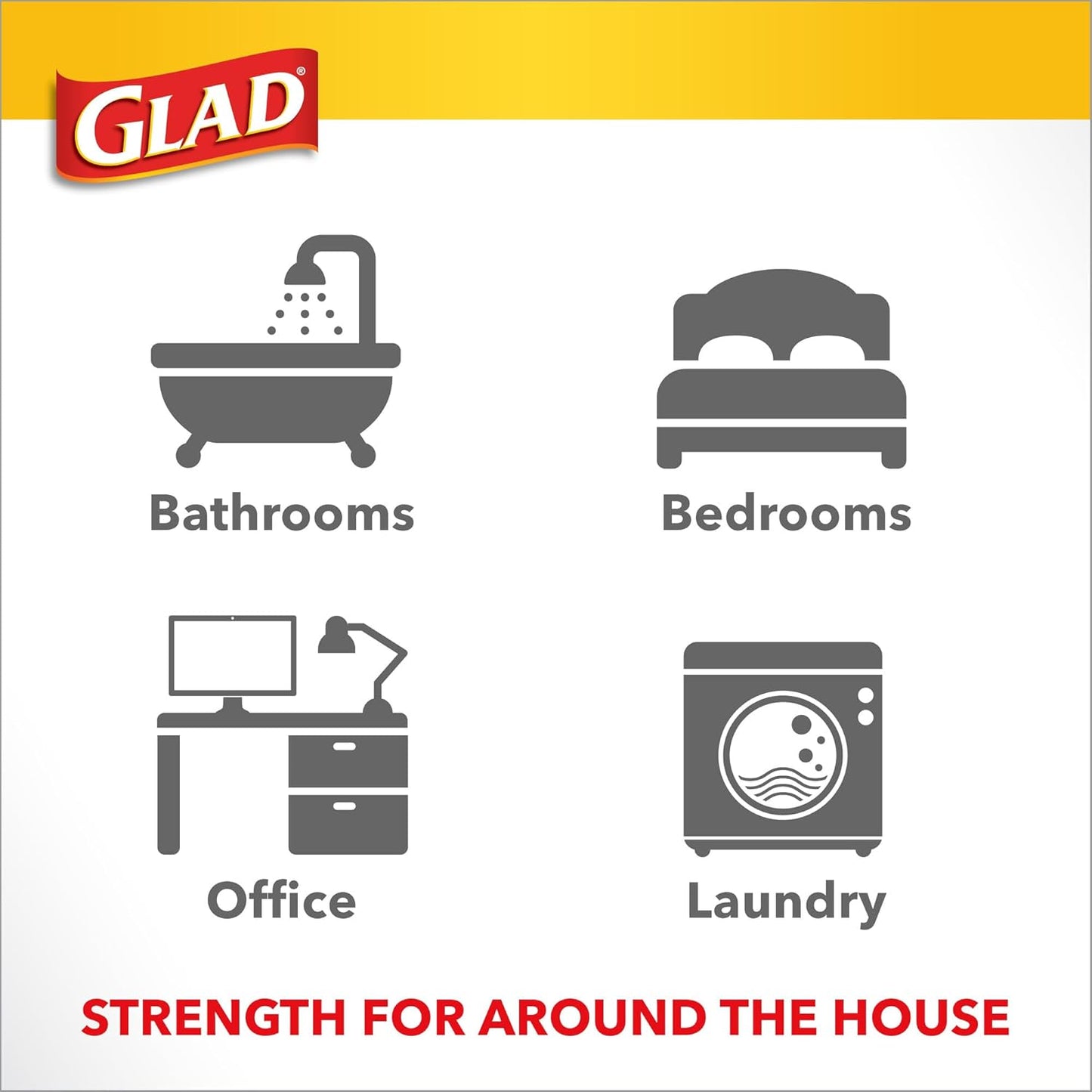 Glad Medium Trash Bags, 8 Gallon, Fragrance Free Garbage Bags With Drawstring, 26 Count
